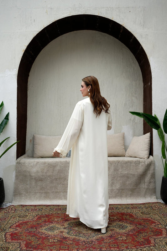 Lumiere ivory Georgette abaya by Veilara